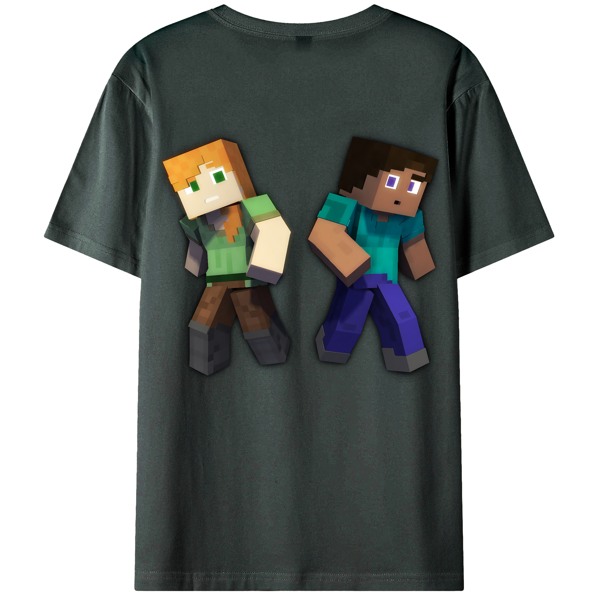（画像用） マインクラフト ブロックの世界 Minecraft MC Block world 綿100％ メンズ半袖Tシャツ（バックプリント） 通気性
